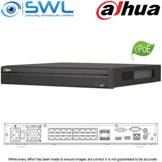 Dahua NVR 5216-16P-4KS2E: 16CH, 16x PoE (8x ePoE), 2x HDD. HDD Not Included