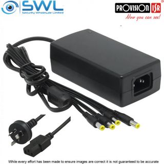 Provision-ISR PR-12V5A-4 12VDC 5A Power Supply c/w 4-Way Splitter & Mains Cord