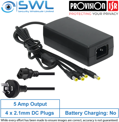 Provision-ISR PR-12V5A-4 12VDC 5A Power Supply, 4 x 2.1mm DC Plugs