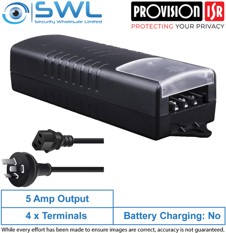 Provision-ISR PR-12V5A-4T 12VDC 5A Power Supply c/w 4-Way Terminals & Mains Cord