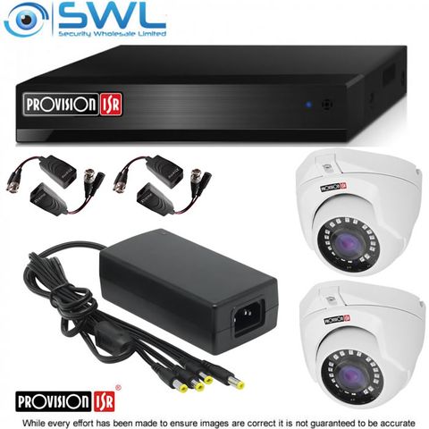 Provision-ISR AHD KIT: 1x 4CH DVR 1Tb, 2x 2Mp AHD Turrets 2.8mm, Power + Baluns