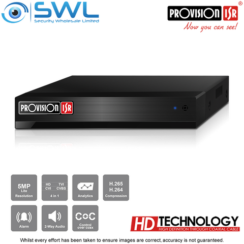 Provision-ISR SH-8100A5N-5L(MM) 8CH Hybrid DVR 8x AHD +4CH IP 1x HDD. No HDD inc