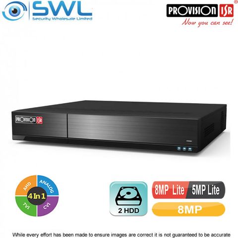 Provision-ISR SH-16200A5-8L(1U) 16CH Hybrid DVR 16x AHD +8CH IP 2x HDD. No HDD