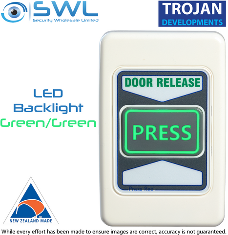 Trojan Press Rex Press To Exit Backlight Green-Green 12VDC / 24VDC