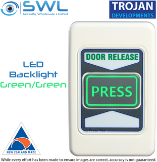 Trojan Press Rex Press To Exit Backlight Green-Green 12VDC / 24VDC