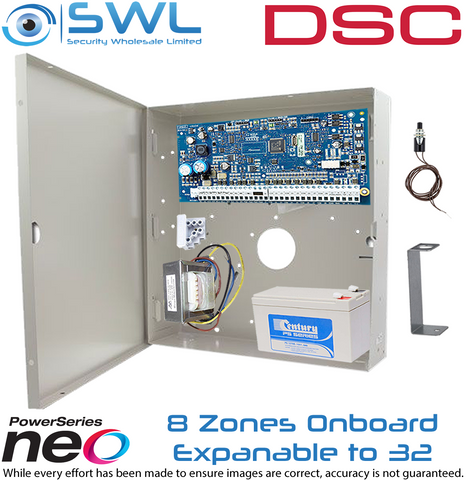 DSC Neo Kit: 8-32 Zone Panel, Batt, Cabinet, Transformer, Tamper