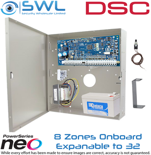 DSC Neo Kit: 8-32 Zone Panel, Batt, Cabinet, Transformer, Tamper