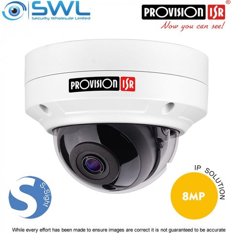 Provision-ISR DAI+280IP5S36 S-Sight 8Mp Dome (A), DWDR, IR15M, IP66, IK10, 3.6mm
