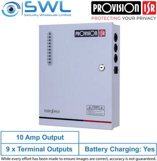 Provision-ISR PR-10A9CH-B: 9CH 12VDC 10Amp Power Supply c/w Battery Charging