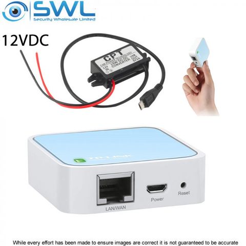 Wifi Nano Router (300Mbps) Kit c/w 12VDC to 5V Micro USB Power Adaptor