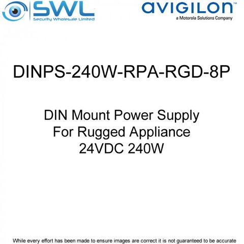 Avigilon DINPS-240W-RPA-RGD-8P: 24VDC 240W DIN Mount PSU For Rugged Appliance