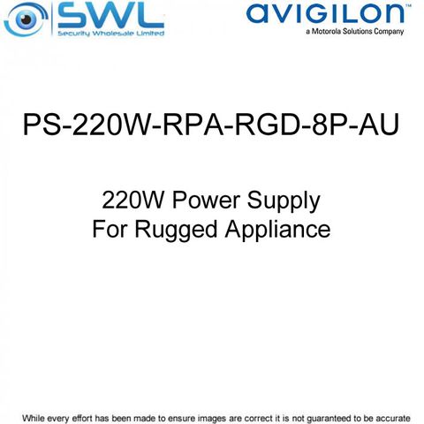 Avigilon PS-220W-RPA-RGD-8P-AU: 220W Power Supply For Rugged Appliance