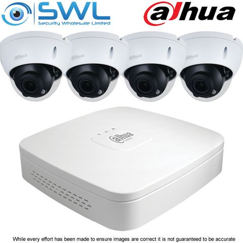Dahua NVR 4108-8P-4KS2 /L 8CH PoE Kit: With 4x4Mp 2.7~13.5mm Dome Cameras NO HDD