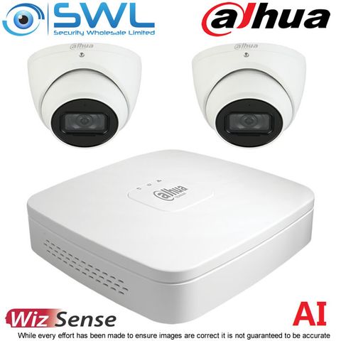 Dahua NVR 4104-P-4KS2/L 4CH PoE KIT: With 2x 6Mp 2.8mm Eyeball Cameras NO HDD