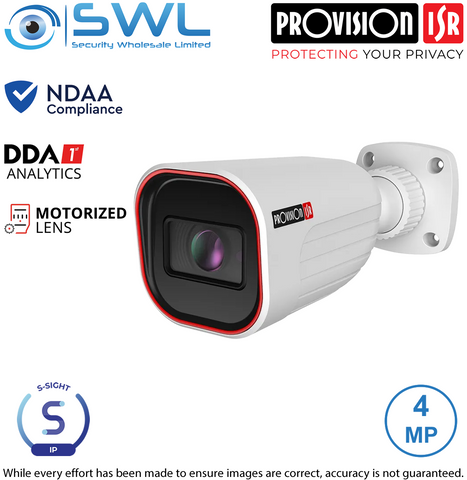 Provision-ISR I4-340IPSN-MVF-V2 S-Sight: 4MP NDAA Bullet WDR IR40m IP67 2.8-12mm