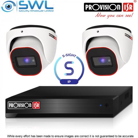 Provision-ISR 4CH NVR KIT: With 2x 4MP S-Sight Turrets 2.8mm