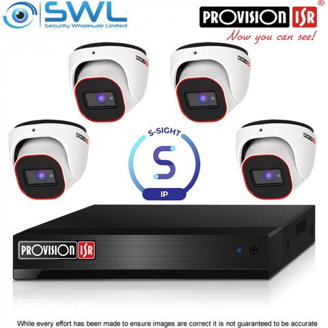 Provision-ISR 8CH NVR KIT: With 4x 4MP S-Sight Turrets 2.8-12mm