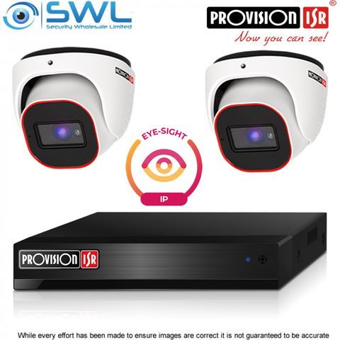Provision-ISR 4CH NVR KIT: With 2x 4MP Eye-Sight Turrets 2.8-12mm