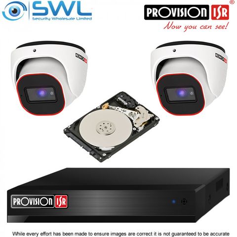 Provision-ISR 4CH NVR KIT: With 1Tb & 2x 2MP S-Sight Turrets 2.8mm