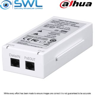 Dahua PFT1200 Hi-PoE Injector 60W. Includes 1.8m IEC Mains Cord