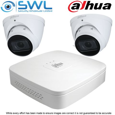 Dahua NVR 4104-P-4KS2/L 4CH PoE Kit: 2 x 4Mp 2.7~13.5mm Eyeball Cameras NO HDD