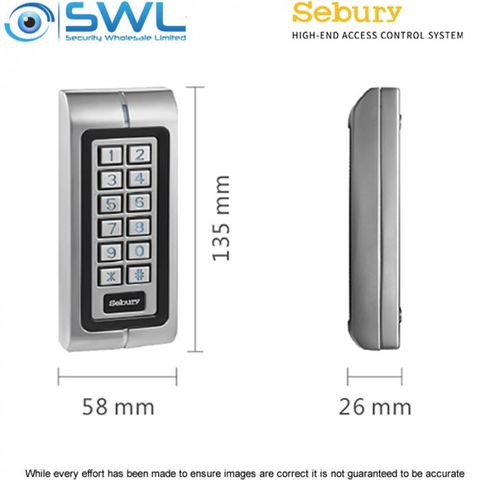 Sebury W1-A Slimline Two Door Access Control Keypad: RFID, 1200 Users
