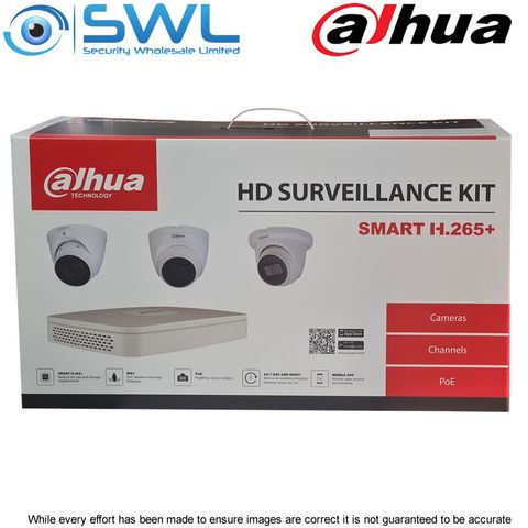 Dahua NVR 4108-8P-4KS2/L 8CH PoE KIT: With 4x 4Mp 2.8mm Eyeball Cameras 2Tb