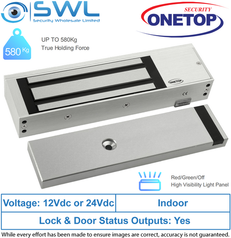 ONETOP EM5700 DSS: Single Door S/Mount Electromagnetic Lock 12/24VDC 580Kg