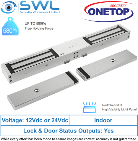 ONETOP EM5700D DSS: Double Door S/Mount Electromagnetic Lock 12/24VDC 580Kg