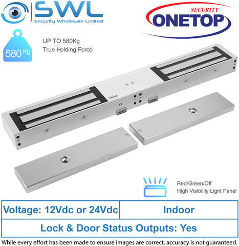 ONETOP EM5700D DSS: Double Door S/Mount Electromagnetic Lock 12/24VDC 580Kg