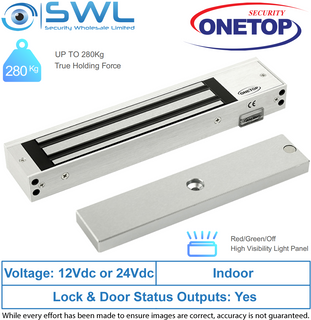 ONETOP EM3500 DSS: Single Door S/Mount Electromagnectic Lock 12/24VDC 280Kg