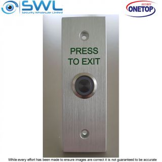 ONETOP PB0-3N Green: Stainless Narrow Momentary Switch "PRESS TO EXIT"