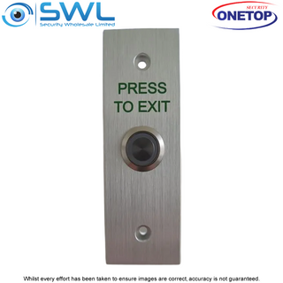 ONETOP PB-03N Green: Stainless Narrow Momentary Switch "PRESS TO EXIT"