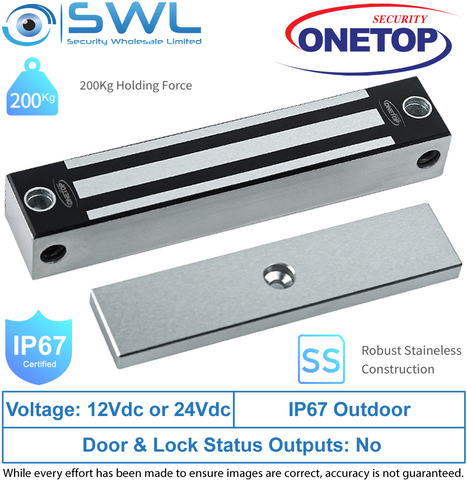 ONETOP EM4500FS: Micro Stainless Mag Lock Face/Side 450Kg, IP67