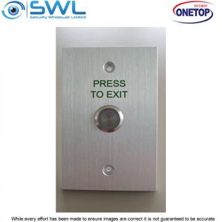 ONETOP PB-03S Green: Stainless Standard Momentary Switch "PRESS TO EXIT"