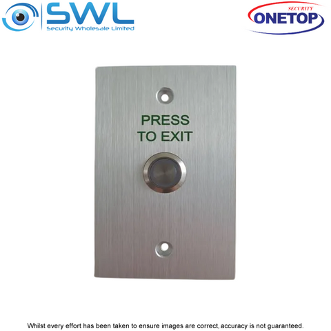ONETOP PB-03S Green: Stainless Standard Momentary Switch "PRESS TO EXIT"