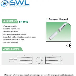 SWL Flush Reed Switch (BR-1013) 10mm-3/8" Hole 22mm-7/8" Gap