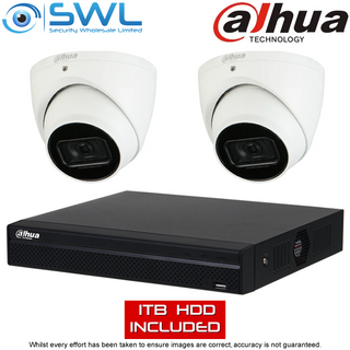 Dahua NVR4104HS-P-4KS2/L 4CH PoE KIT: With 2x 4MP 2.8mm Eyeball Cameras. 1TB HDD