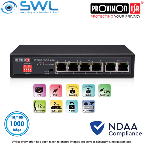 Provision-ISR PoES-0472GC+2G 4 x Gigabit PoE + 2 x Link 72W