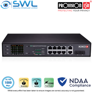 Provision-ISR PoES-08130GCL+2G+2SFP: 8+2 Port Gigabit PoE Switch 120W