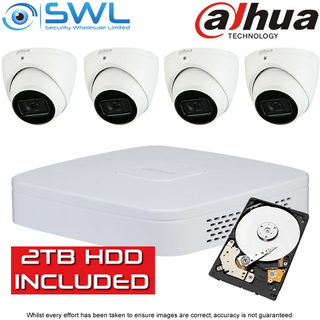 Dahua NVR 4104-P-4KS2 4CH PoE KIT: With 4x 4MP 2.8mm Eyeball Cameras. 2TB HDD