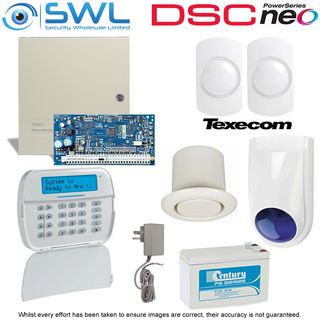 DSC Neo HS2032 Texecom Kit: Plug Pack, Tamper, RF LCD KP, 2x Sirens, 2x P15 PIRs