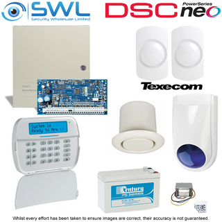DSC Neo HS2032 Texecom Kit: Trans, Tamper, RF LCD KP, 2x Sirens, 2x P15 PIRs
