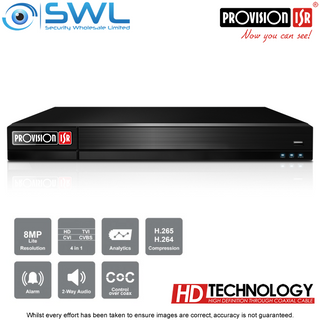 Provision-ISR SH-16200A5-8L(1U) 16CH Hybrid DVR 16x AHD +8CH IP 2x HDD. No HDD