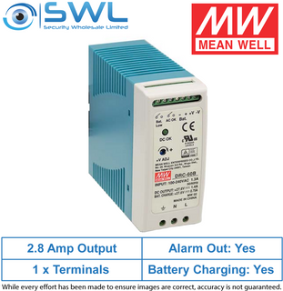Mean Well DRC-60A: 2 Din-Rail Mount 13.8V DC PSU 2.8A