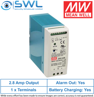 Mean Well DRC-60A: 2 Din-Rail Mount 13.8VDC PSU 2.8A