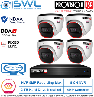 Provision-ISR 8CH NVR5 KIT: With 4x 4MP Eye-Sight Turrets 2.8mm, 2TB