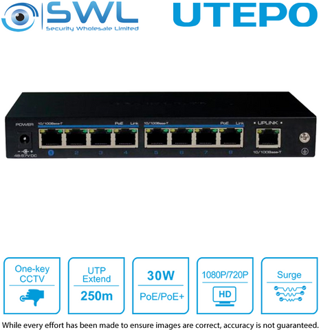 Utepo UTP3-SW08-TP120: 8 x 10/100 PoE 120W + 10/100 Watchdog