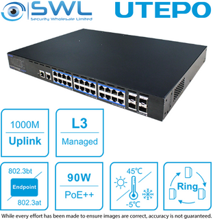 Utepo UTP5328S-PSD2000: 24x Gigabit PoE 1900W + 4x SFP, L2 Managed