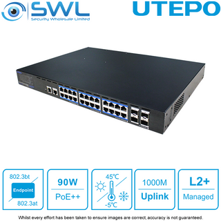 Utepo UTP5328S-PSD2000: 24x Gigabit PoE 1900W + 4x SFP, L2 Managed